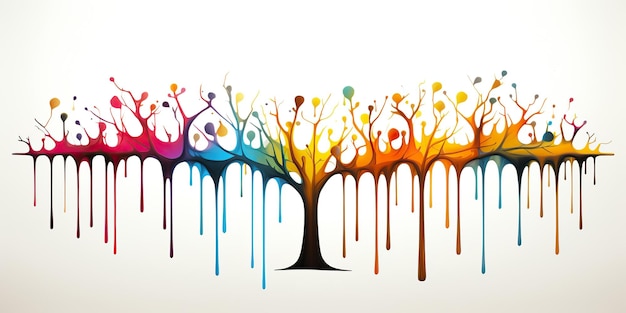 Foto ki-generierte ki-generative aquarelle ölfarbe zeichnung skizze kunst leinwand von farbenfrohen baum wald natur dekoration poster hintergrund grafik