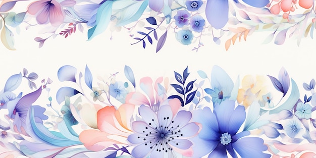 KI-generierte KI-generative Aquarellzeichnung Farbe Blumenmuster Textur Oberfläche Hintergrund