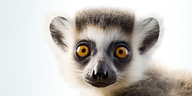 KI-generierte KI-generative Fotoillustration eines afrikanischen Tieres mit Babygesicht, Lemur, Madagaskar