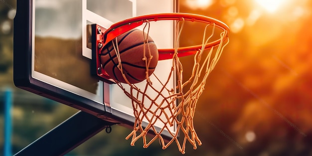 KI-generierte, KI-generative, fotorealistische Illustration der Grafikkunst eines Basketballspiels