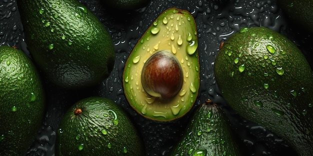 Foto ki-generierte ki-generative fotorealistische illustration einer gesunden hipster-avocado mit grünem essen