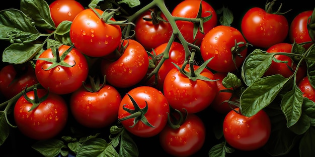 KI-generierte KI-generative Grafik für den Gemüseanbau mit vielen roten frischen Tomaten