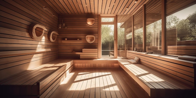 KI-generierte KI-generative Home Hotel Luxushotel Holzsauna Innenarchitektur Relax-Spa