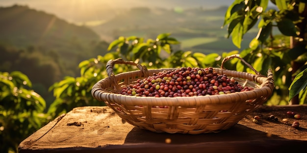 KI-generierte KI-generative Kaffeebohnenplantage, Natur, Außenlandschaft