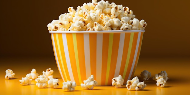 KI-generierte KI-generative Popcorn-Film-Kino-Fastfood-Snack-Take-Away-Eimer mit Flocken
