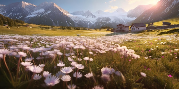 KI-generierte KI-generative Schweizer Alpen-Pecae-ruhige Landschafts-Abenteuer-Atmosphäre Grafikkunst