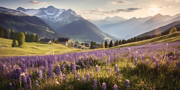 KI-generierte KI-generative Schweizer Alpen-Pecae-ruhige Landschafts-Abenteuer-Atmosphäre Grafikkunst