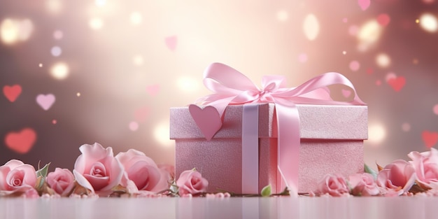 KI-generierte KI-generative Valentinstag-Romantik-Liebesdekorationsparty-Feriengeschenk-Geschenk-Weihnachtsbox