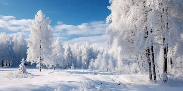 KI-generierte KI-generative Winterwaldbaum Winter Schnee Garten Park Landschaft