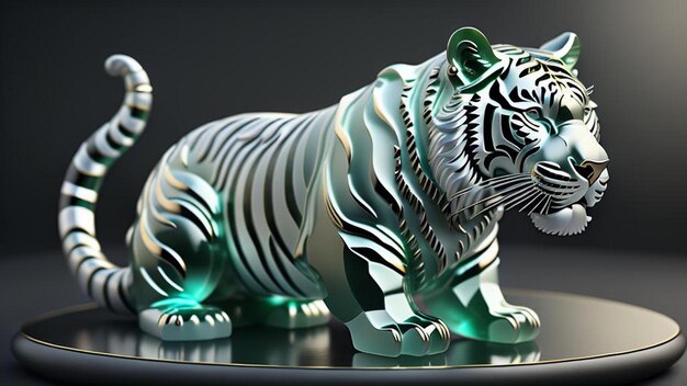 KI-generiertes 3D-Ornament aus weißem Jadeit-Tiger