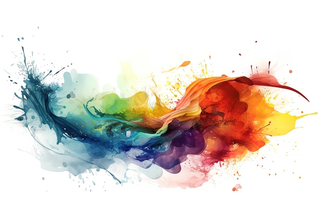 KI-generiertes Bild einer Explosion farbiger Tinten auf weißem Hintergrund Mischungen und Formen