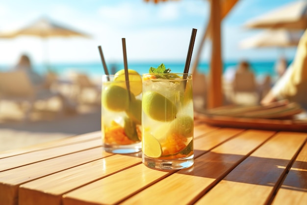 KI-generiertes Bild eines Getränks am Strand