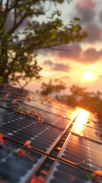 KI-generiertes Bild Solarpanel auf dem Dach Photovoltaikpanel Sonnenenergie Nachhaltige Energie