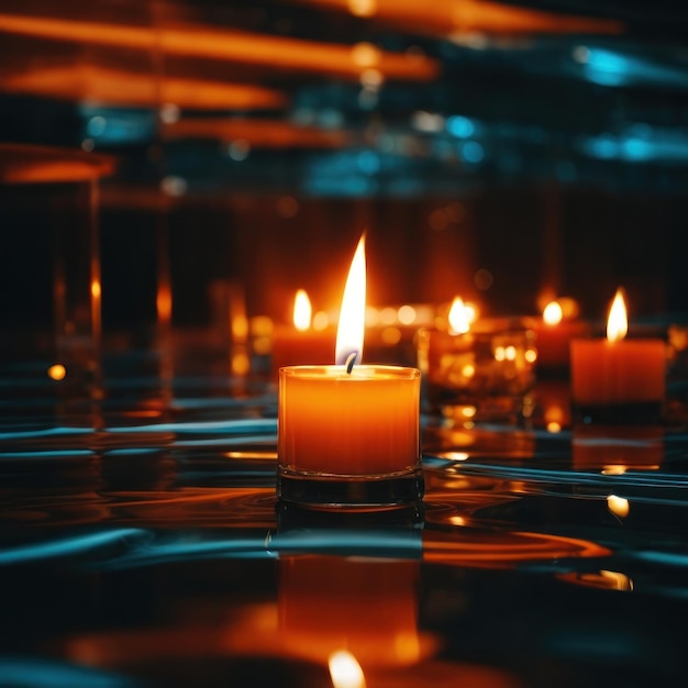 KI-generiertes Kerzenlicht mit faszinierenden Reflexionen
