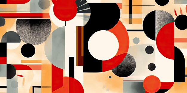 KI-generiertes KI-generatives Retro-Vintage-abstraktes geometrisches Muster, inspiriert vom Bauhaus-Stil