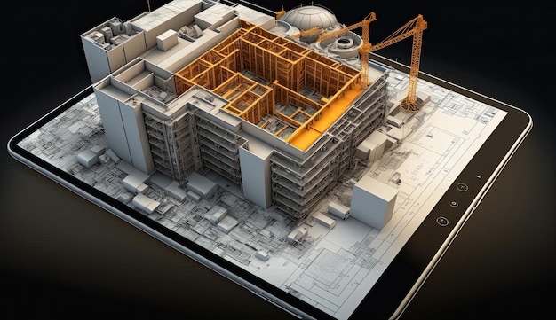 KI im Bauwesen rationalisiert die Baustellenplanung und -automatisierung mit Echtzeit-Datenanalyse, verbessert die Effizienz und reduziert Fehler. Generiert von KI