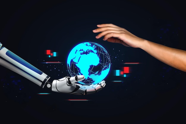 KI-Roboter stellen die Technologie des Zukunftskonzepts vor Künstliche Intelligenz Innovation