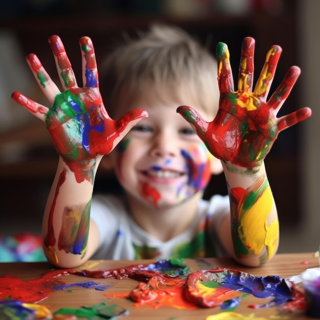 Kid levanta sus manos pintadas