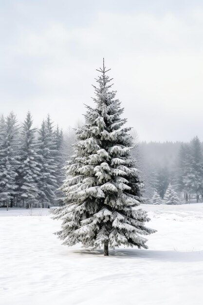 Foto kiefernbäume oder geschmückte weihnachtsbäume, die von schnee bedeckt sind, mit einem schönen winter-weihnachtsthema im freien