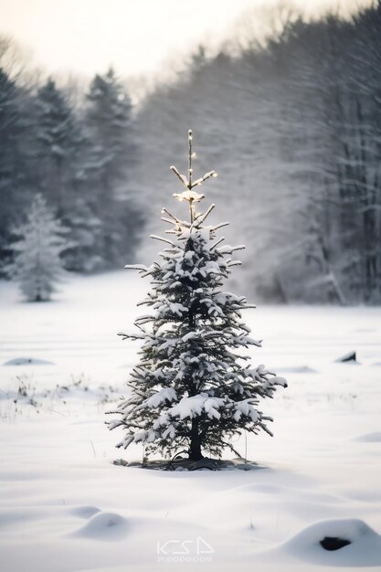 Foto kiefernbäume oder geschmückte weihnachtsbäume, die von schnee bedeckt sind, mit einem schönen winter-weihnachtsthema im freien