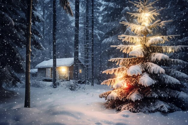 Foto kiefernbäume oder geschmückte weihnachtsbäume, die von schnee bedeckt sind, mit einem schönen winter-weihnachtsthema im freien