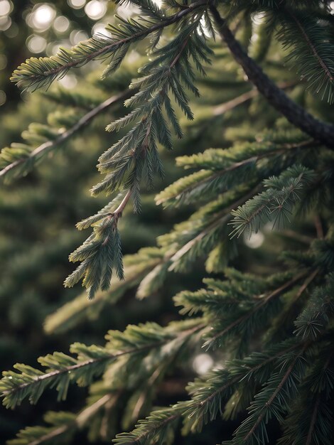 Kiefernbaum-Makrofoto-Tropfen auf Nadeln Bokeh-Foto-Wettbewerb-Gewinner-Vignette