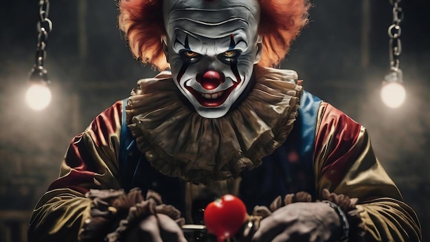 Killer-Clown mit Handschellen