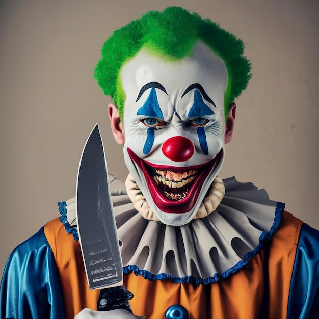 Killerclown mit Messer, stolz auf sich