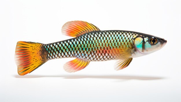 Killifish colorido en fondo blanco Un pez tropical inspirado por Daan Roosegaarde