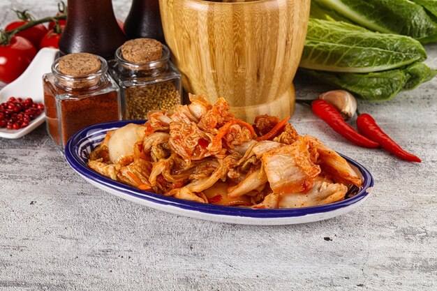 Kimchi de repolho fermentado da culinária coreana