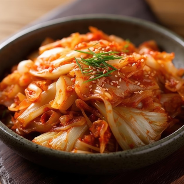 Foto kimchi é um tradicional banchan coreano que consiste em fotografia de alimentos