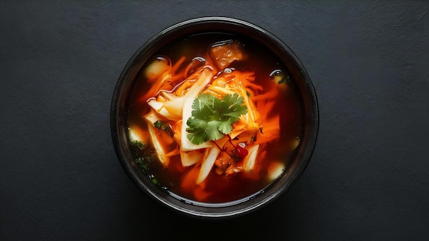 Kimchi jikae ou sopa de kimchi pronta para comer em uma tigela