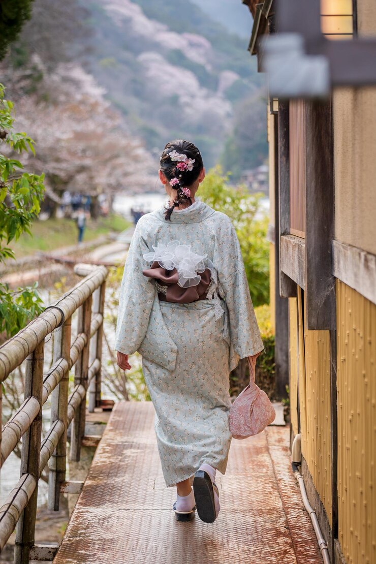 Foto kimono japonês retrato de retrospectiva fotografia kyoto japão fundo de visão tradicional japonesa
