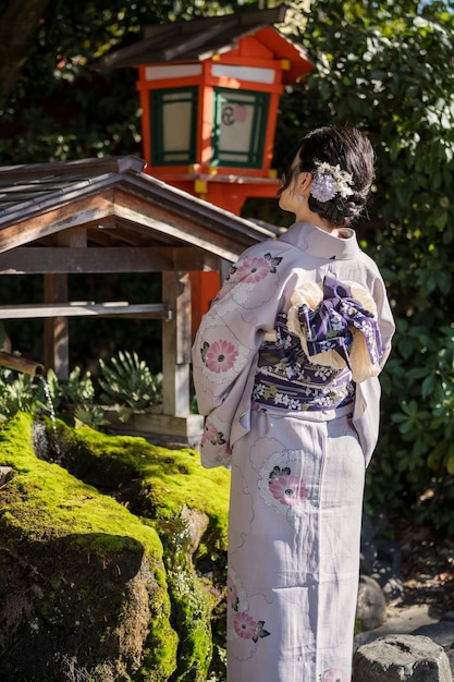 Foto kimono japonés retrato de retrospectiva fotografía de kioto japón edificios tradicionales japoneses fondo