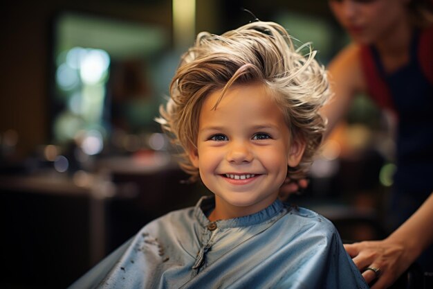 Kind beim Friseur bei einem Haarschnitt