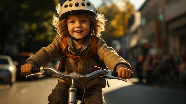 Kind, das Fahrradfahren lernt