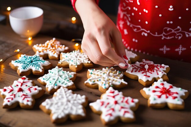 Kind dekoriert Weihnachtsplätzchen