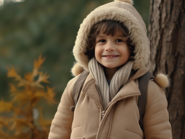 Kind genießt einen gemütlichen Spaziergang an einem Wintertag