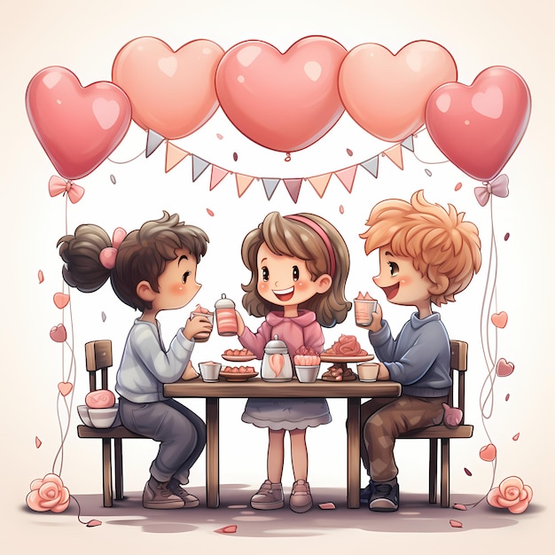 Kind Illustration auf Valentinstag Aquarell Clipart