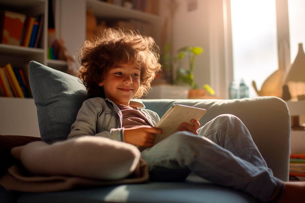 Kind liegt auf dem Sofa