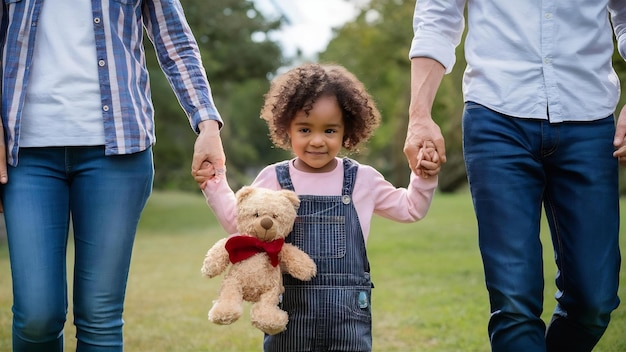 Foto kind mit teddybären und eltern