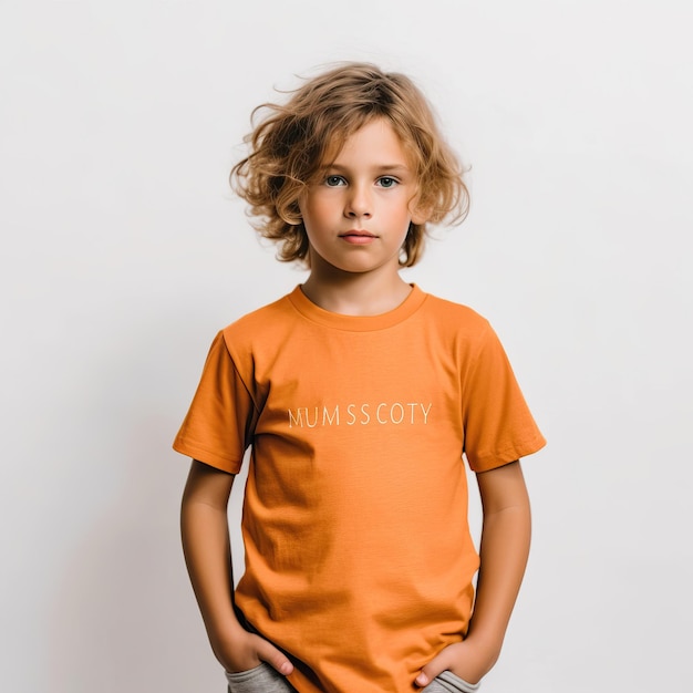 Kind-T-Shirt-Vorlage mit gelb-grün-rot-orange-grauem T-shirt-Design mit weißem Hintergrund