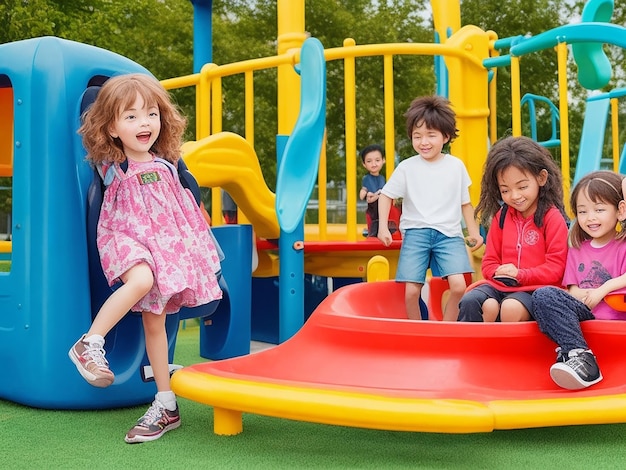 Kinder auf dem Spielplatz ai Bild