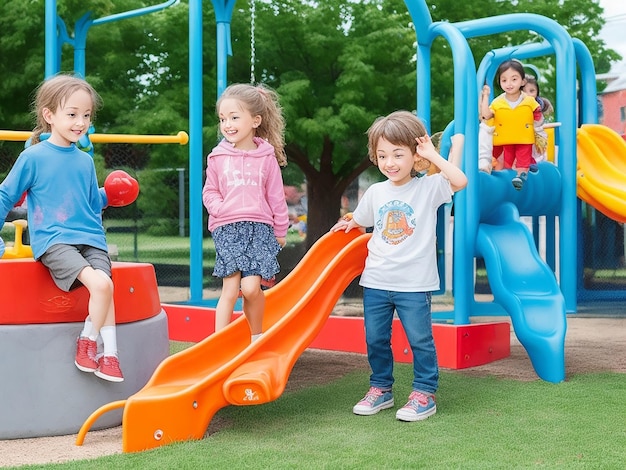 Kinder auf dem Spielplatz ai Bild