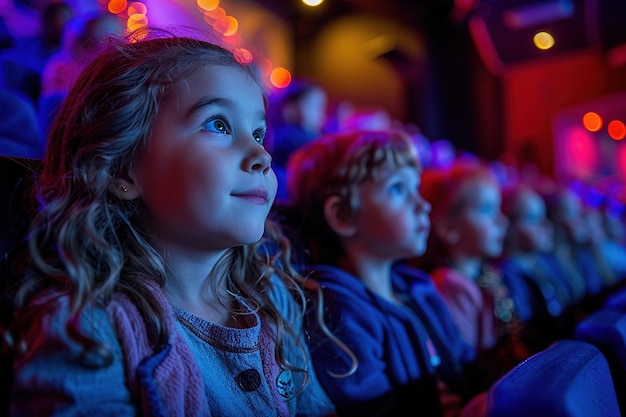 Foto kinder, die im kino filme ansehen