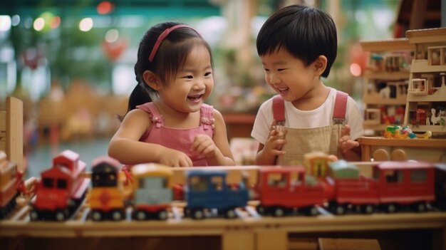 Kinder, die mit Spielzeug spielen