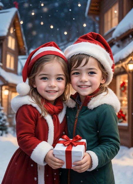 Kinder feiern Weihnachten