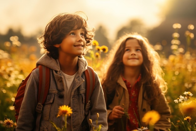 Kinder gehen nach dem Sommer wieder zur Schule. Generative KI