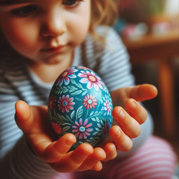 Kinder halten das Neon-Ostereier in der Hand