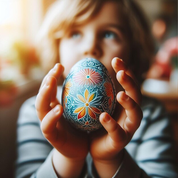 Kinder halten das Neon-Ostereier in der Hand